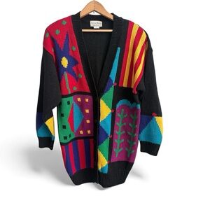 Vintage 90s Boundary Waters Abstract Ramie Cardigan Sweater Women’s 1X
